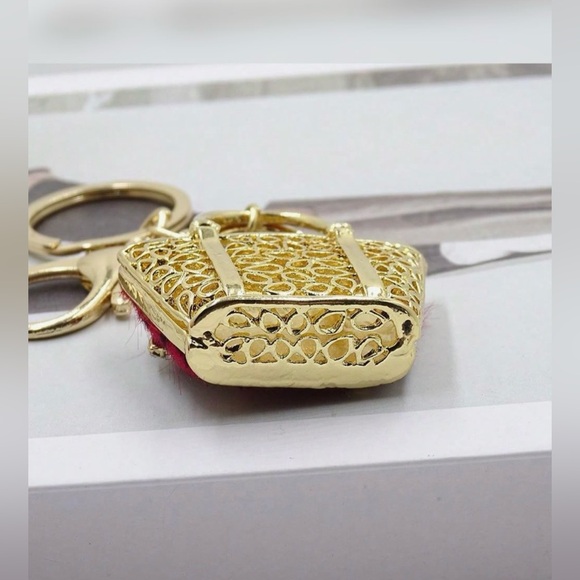 Leopard Faux Skin Gold Accent Women's Bag Charm - Picture 6 of 8